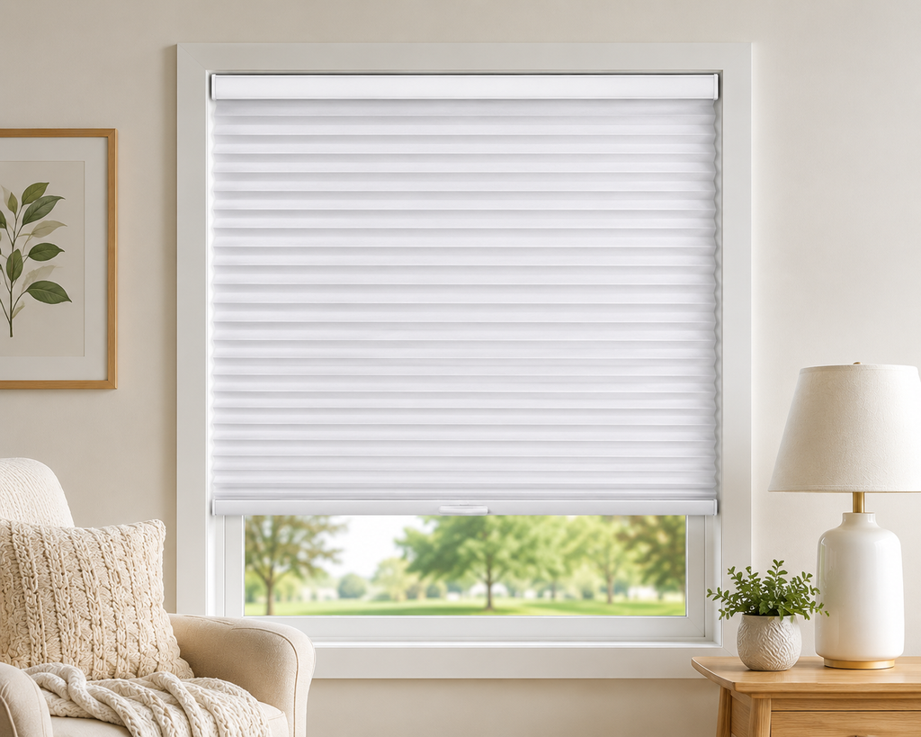 Khwaish Enterprise Drill-Free Cordless Cellular Honeycomb Blinds White
