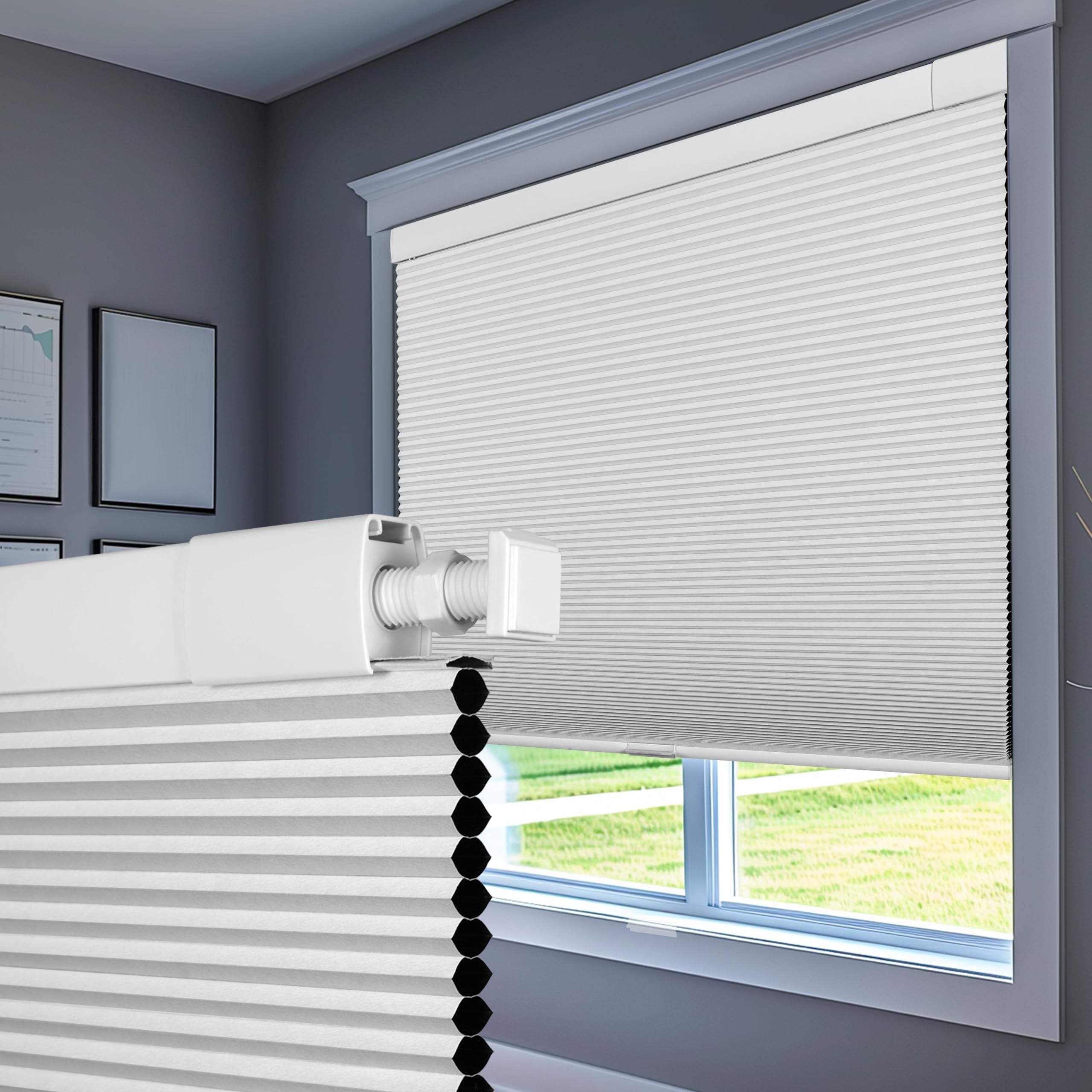 Khwaish Enterprise Drill-Free Cordless Cellular Honeycomb Blinds White