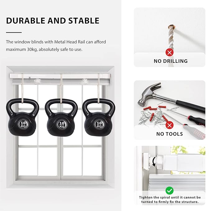 Khwaish Enterprise Drill-Free Cordless Cellular Honeycomb Blinds White